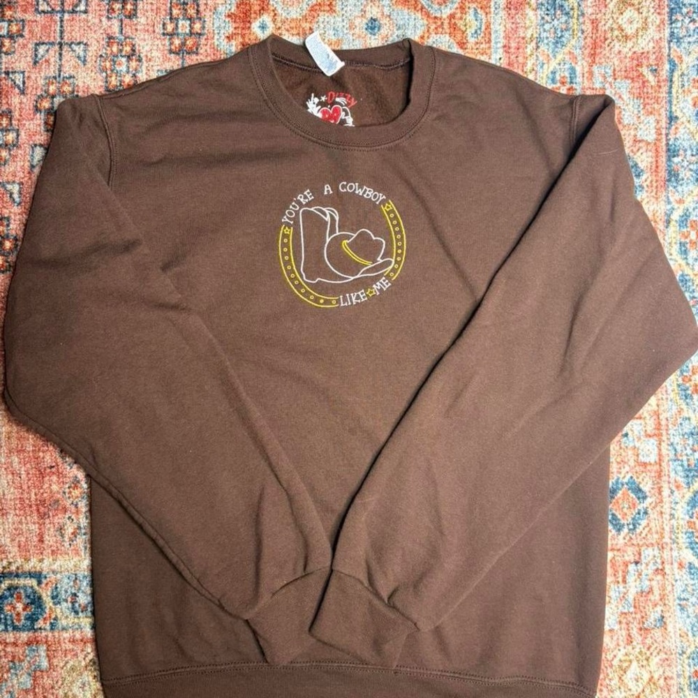 Brown Graphic Women's Crew Neck Sweater